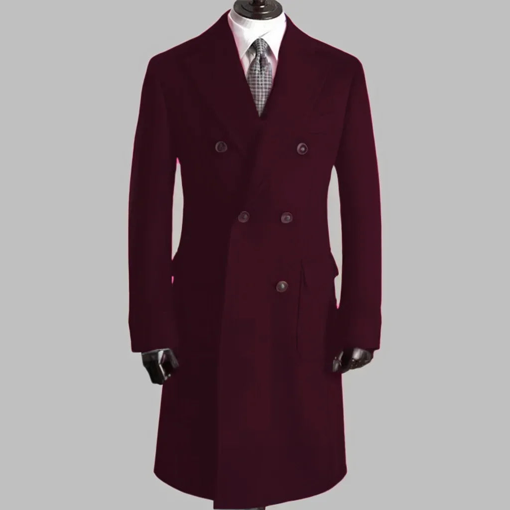 Men's Trench Coat - Notched Lapel Double-Breasted Jacket