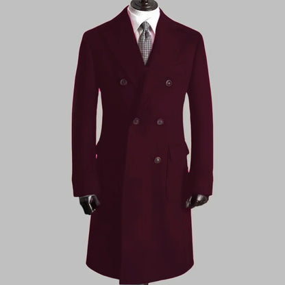 Men's Trench Coat - Notched Lapel Double-Breasted Jacket