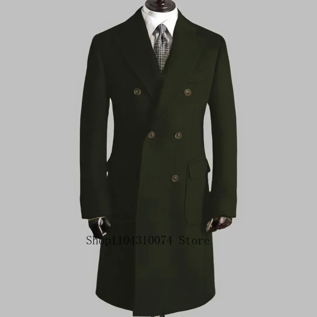 Men's Trench Coat - Notched Lapel Double-Breasted Jacket