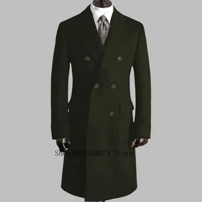 Men's Trench Coat - Notched Lapel Double-Breasted Jacket