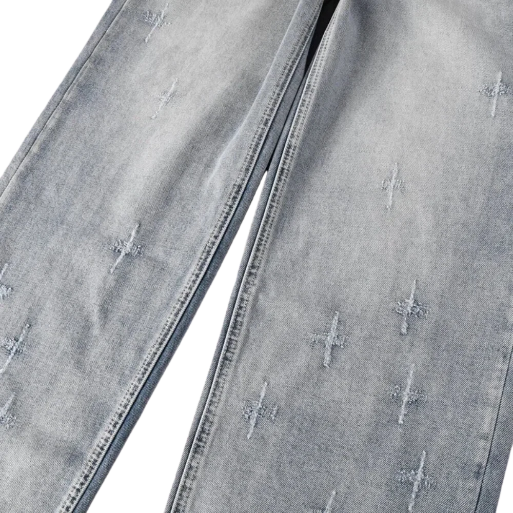 Men's Retro Embroidered Workwear Jeans
