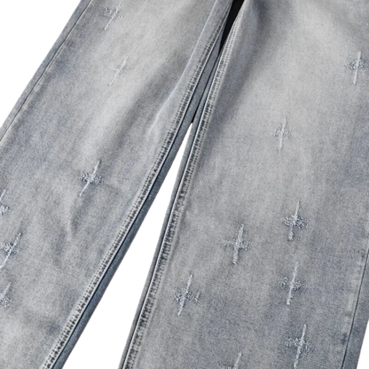 Men's Retro Embroidered Workwear Jeans