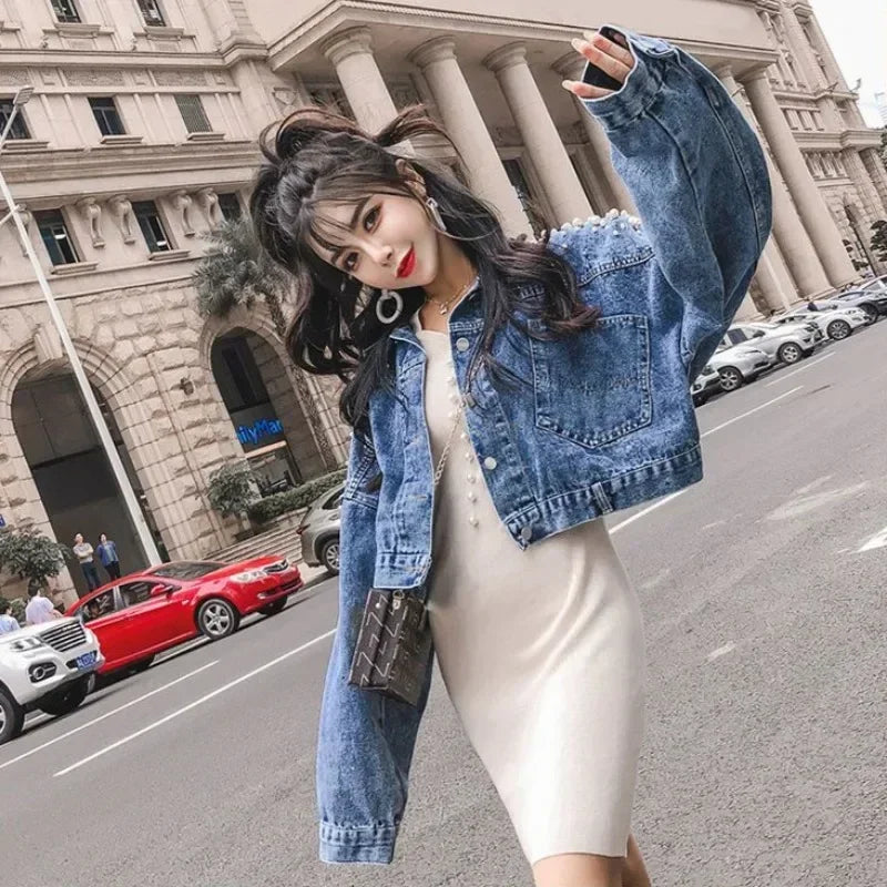 Women's Distressed Denim Jacket - Vintage Cowgirl Style