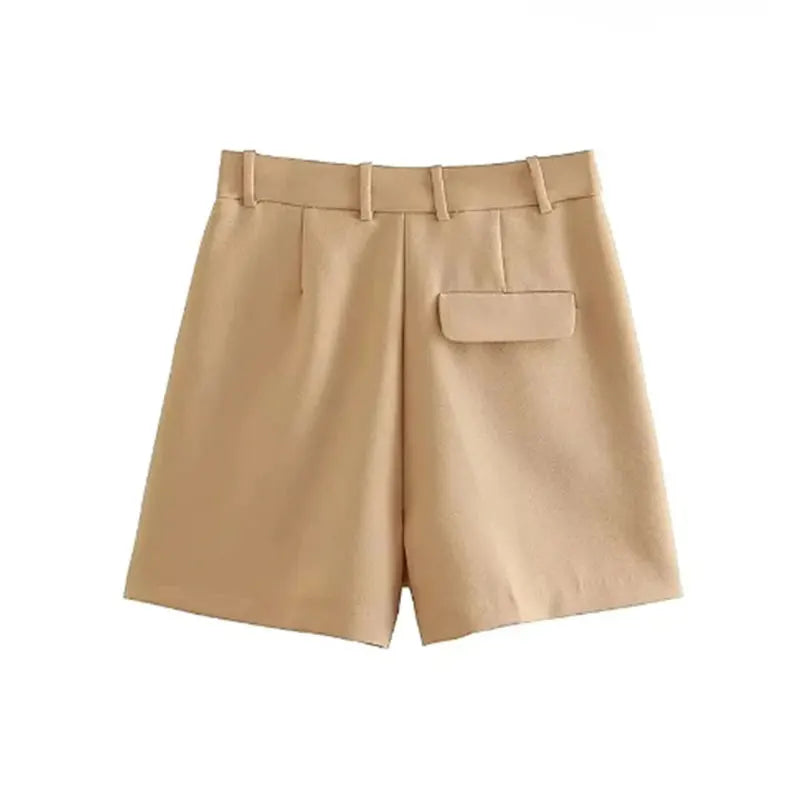 Women's Bermuda Shorts - Vintage High Waist Side Pocket Shorts