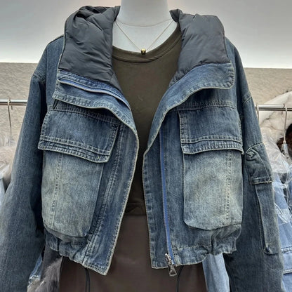 Vintage Denim Jacket Women 2025 Hooded