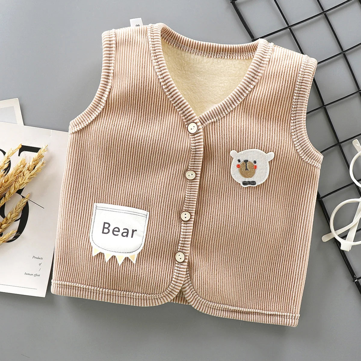 Kids Thicken Velvet Warm Vest Jacket