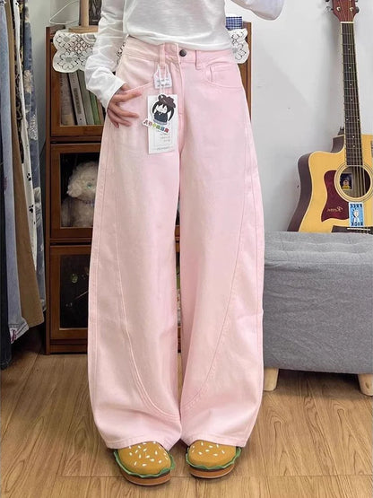 Women's Curvy Y2K Jeans - Baggy Cropped Pastel Colored