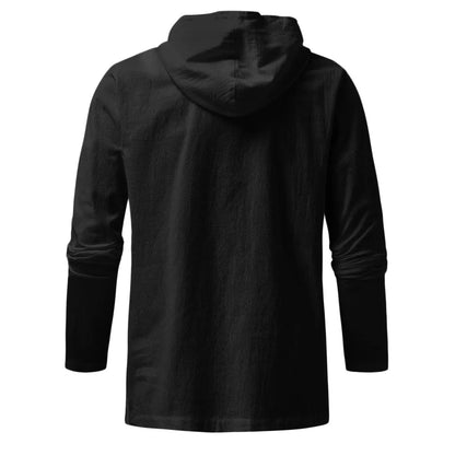 Men's Cotton Linen Hooded Sports Shirt