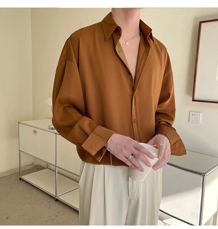 Men's Oversized Ice Silk Formal Shirt