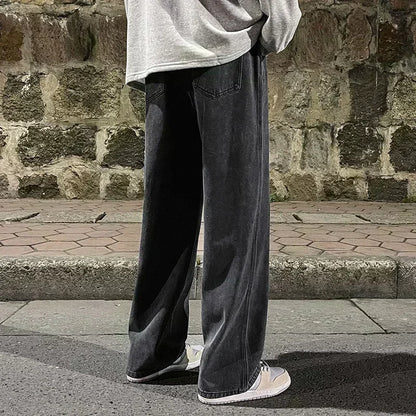 Men's Wide Leg Baggy Jeans - Korean Street Style Loose