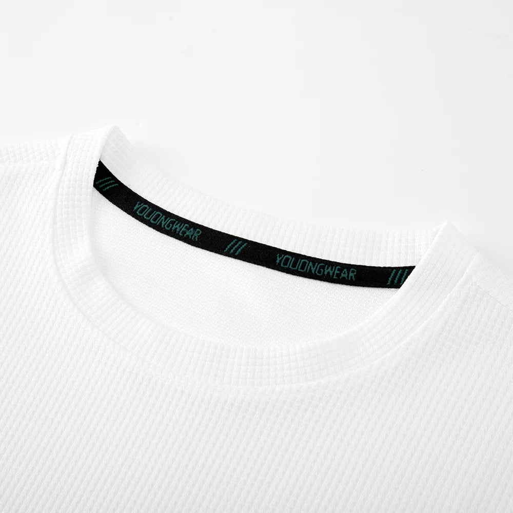 Men's Waffle Round Neck Long Sleeve T-Shirt 4XL