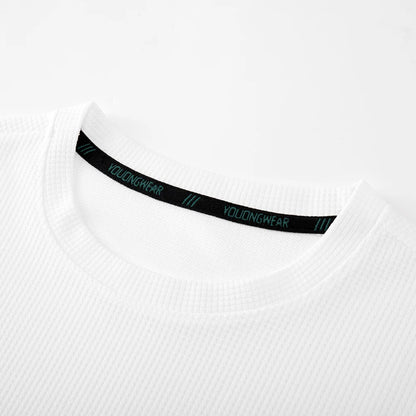 Men's Waffle Round Neck Long Sleeve T-Shirt 4XL