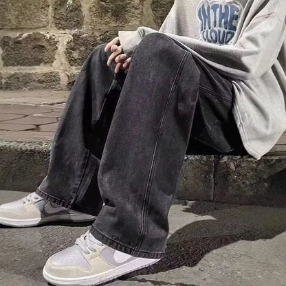Men's Wide Leg Baggy Jeans - Korean Street Style Loose