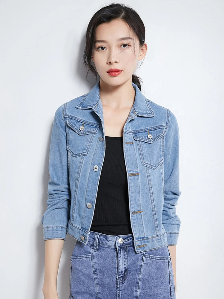 Women's Casual Short Denim Jacket Korean