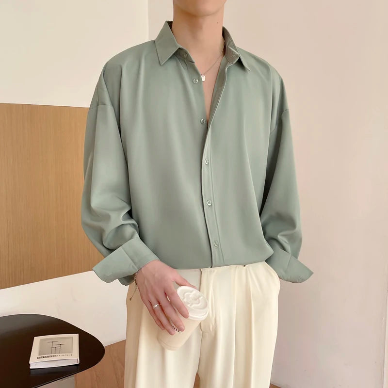 Men's Oversized Ice Silk Formal Shirt