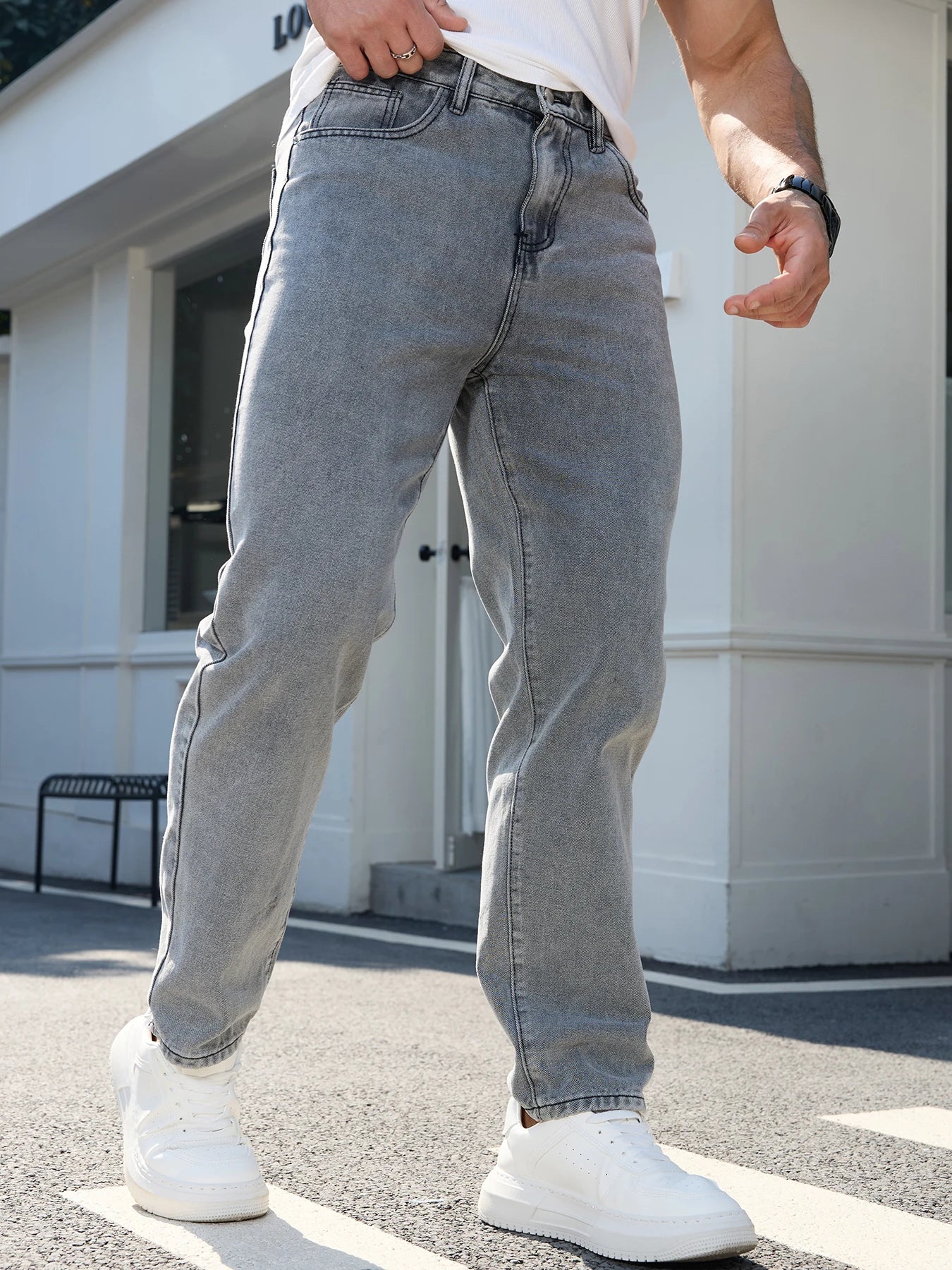 Men's Slim-Fit Gray Jeans