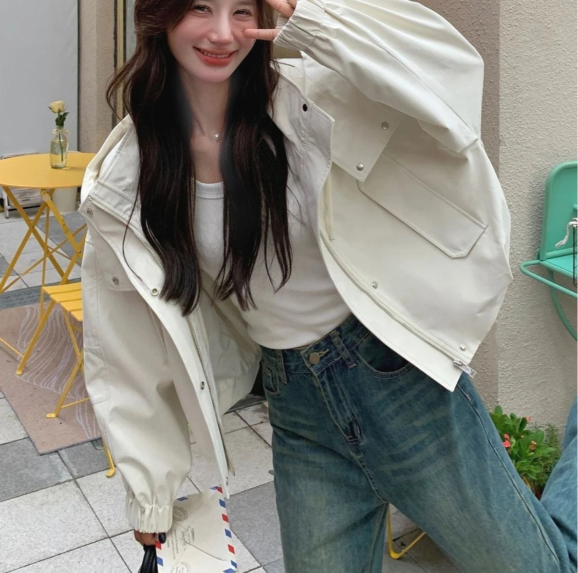 Workwear Hooded Jacket Women Short Jacket Autumn 2025 Casual