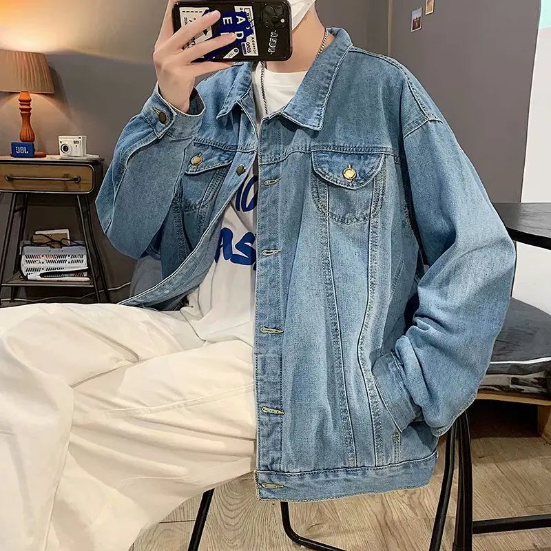 Qara Denim Qısa Pencək Kişilər üçün - Bomber Streetwear