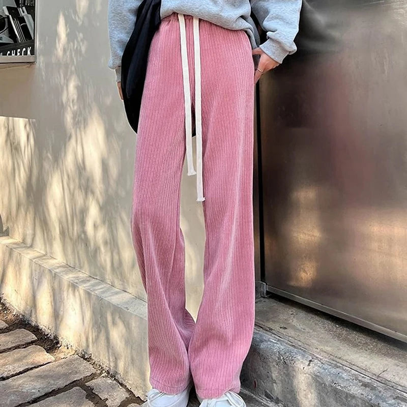 Women Pants High Stretch Waist Wide Leg Summer