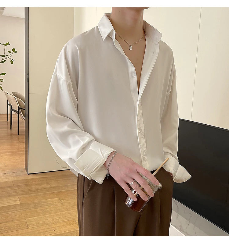 Men's Oversized Ice Silk Formal Shirt