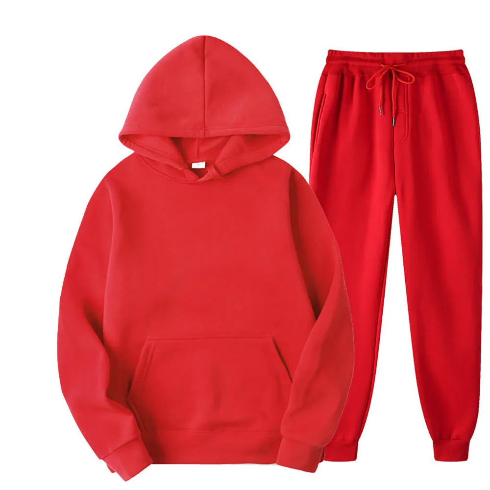 Men's Hoodie & Drawstring Pants Tracksuit Set