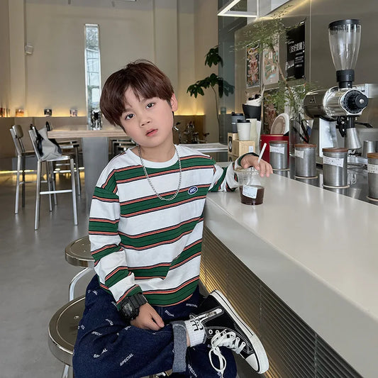Kids Striped Cotton Long Sleeve T-Shirt 2-7Y