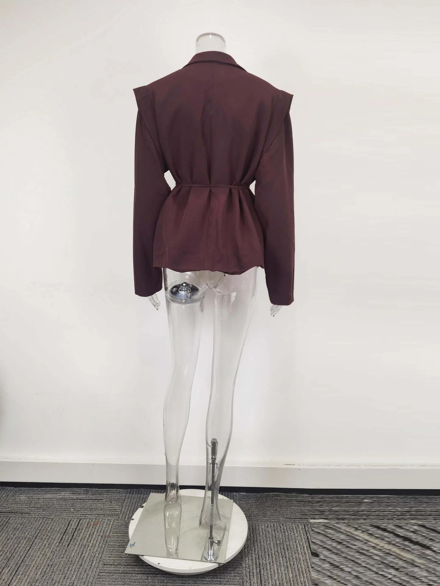 Qadınlar üçün Yüksək Səviyyəli Blazer Zərif Şəhərətrafı Bel Qalstuku