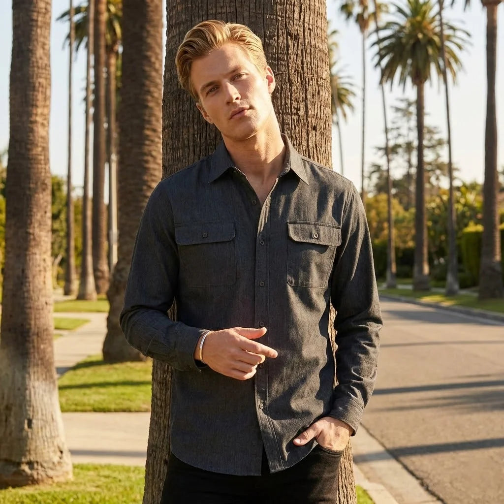 Men's Urban Streetwear Denim Shirt 2025