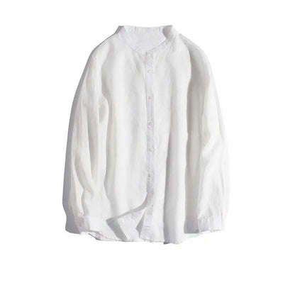 Men's Korean Style Loose White Round Neck Shirt