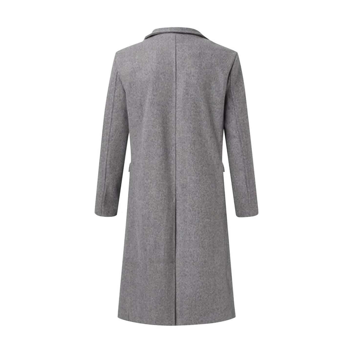 Men's Long Trench Coat - Slim-Fit Wool Jacket