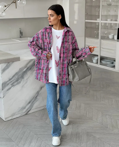 Women's Plaid Shirt Spring Autumn Long Sleeve Casual
