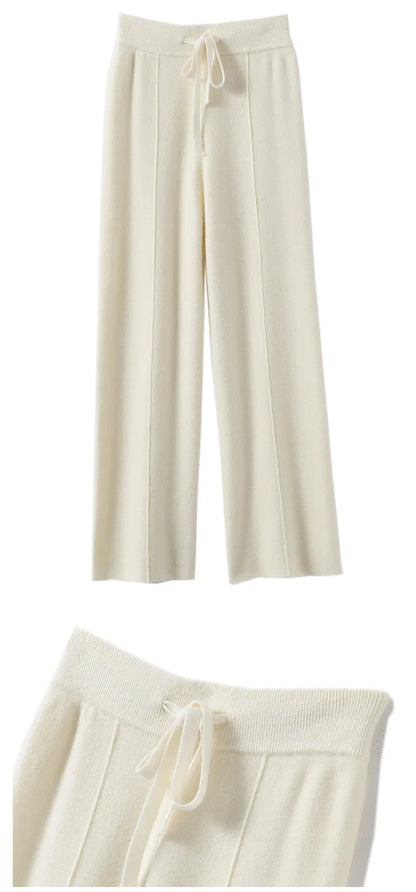 Women's High Waisted Warm Knit Wide Leg Straight