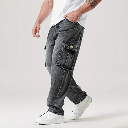 Korean Casual Comfortable Loose Jeans - Men Large Pocket
