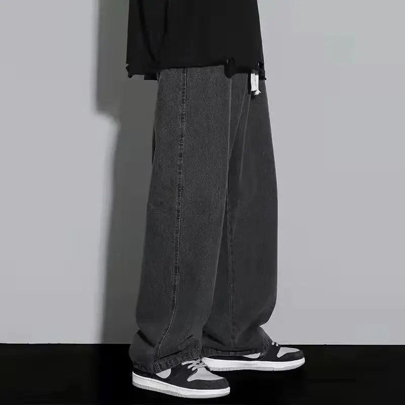 Men's Wide Leg Baggy Jeans - Korean Street Style Loose