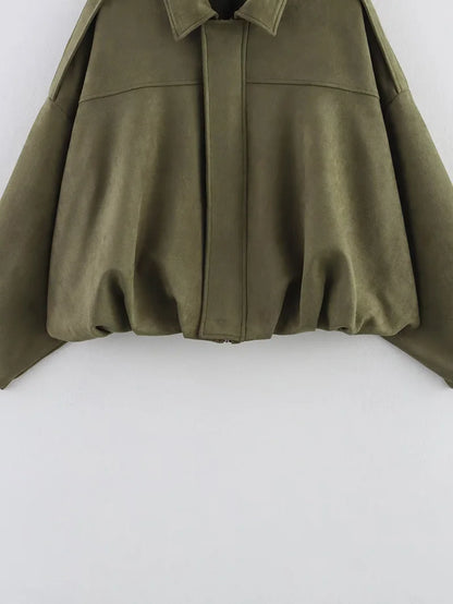 Qadın Bomber Gödəkçələri Paltolar Moda Vintage Dəbli Yaxalıq