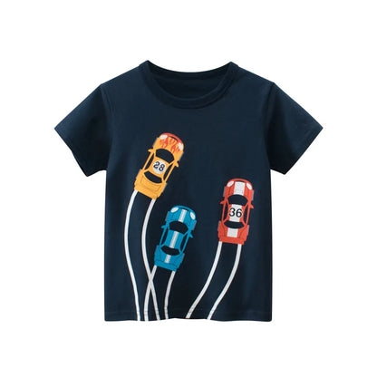 Boys' Cotton Cartoon Short Sleeve T-Shirt 2-8Y
