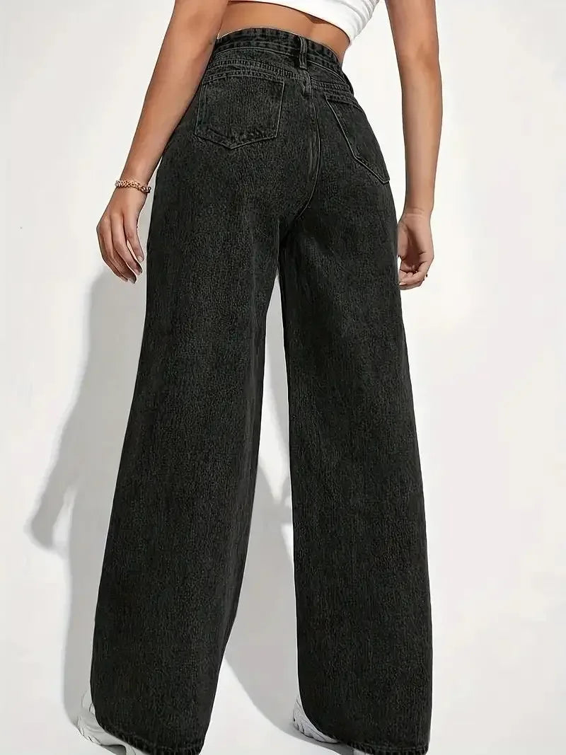 Wide-Legged Jeans Europe - Autumn Spring High-Waisted Straight Thin