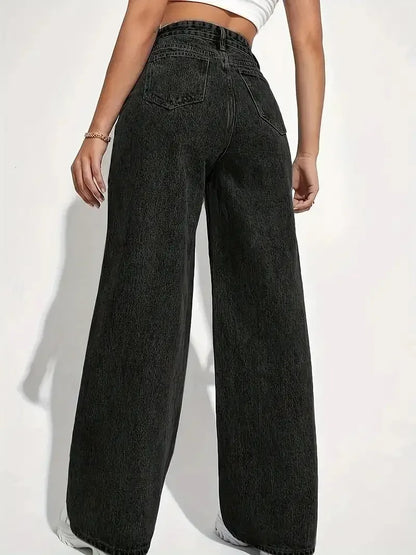 Wide-Legged Jeans Europe - Autumn Spring High-Waisted Straight Thin