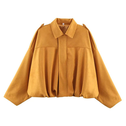 Qadın Bomber Gödəkçələri Paltolar Moda Vintage Dəbli Yaxalıq