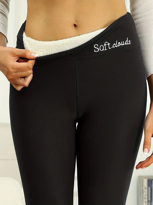Winter Women Warm Leggings - Plush Lined Thermal Pants