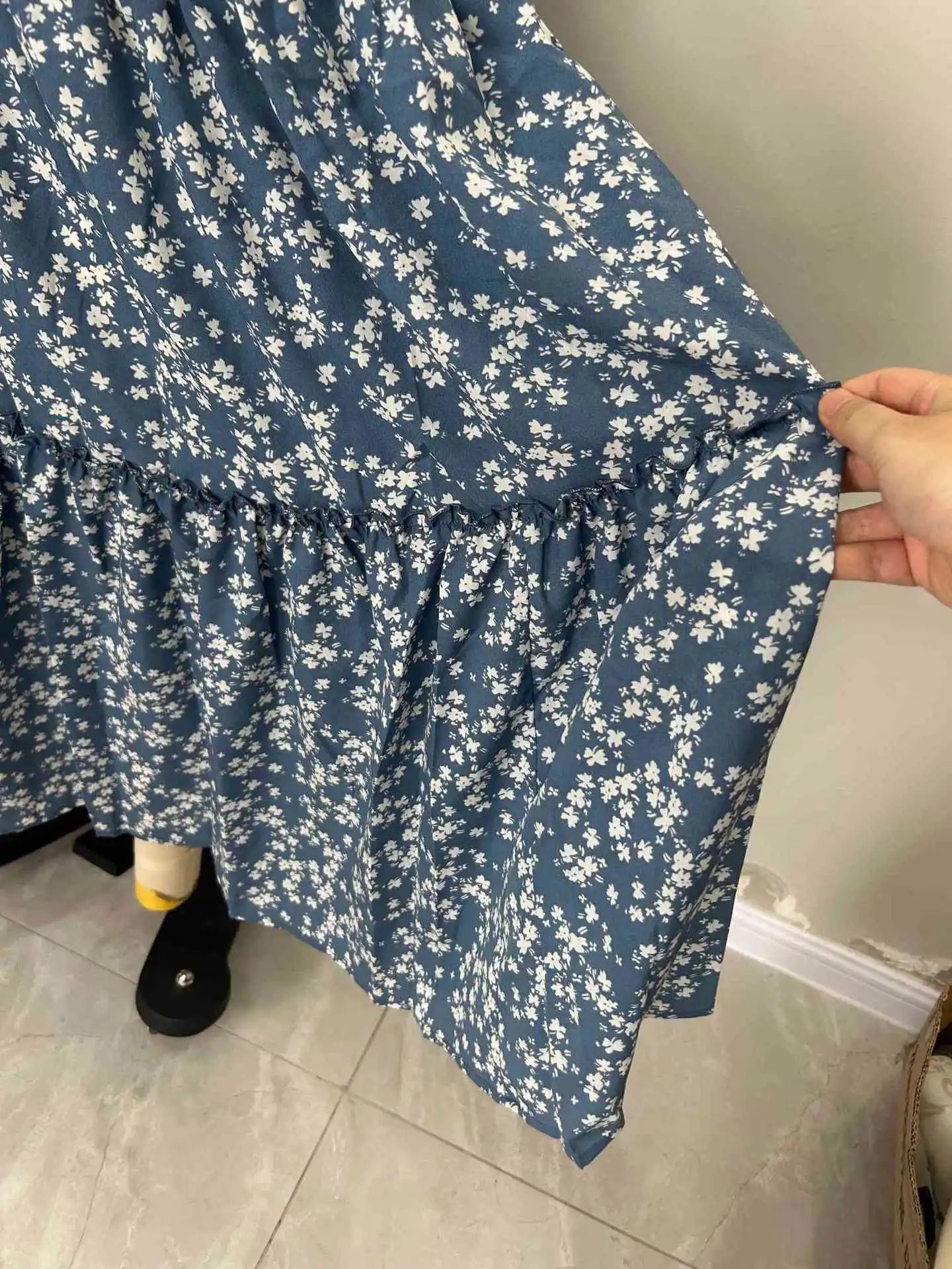 Casual Flower Print Long Skirt - High Waist Maxi Skirt