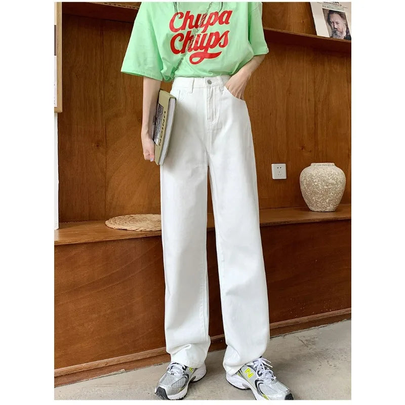 Women Denim Jeans 2025 Autumn Winter High Waist Wide Leg