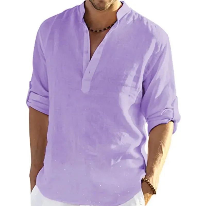 Men's Breathable Basic Cotton Long Sleeve Shirt