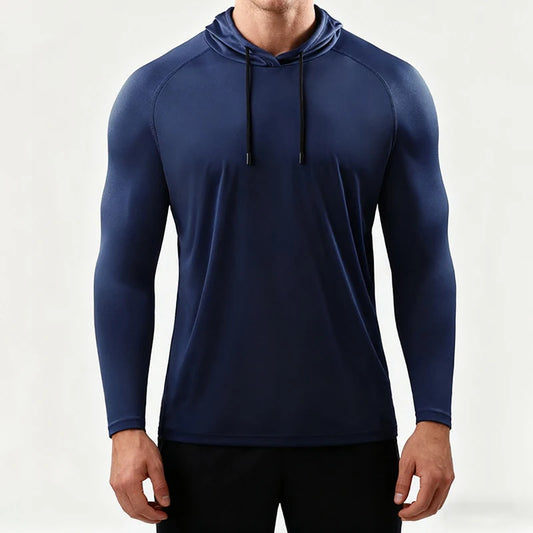 Men's Hooded Running Long Sleeve Sports T-Shirt