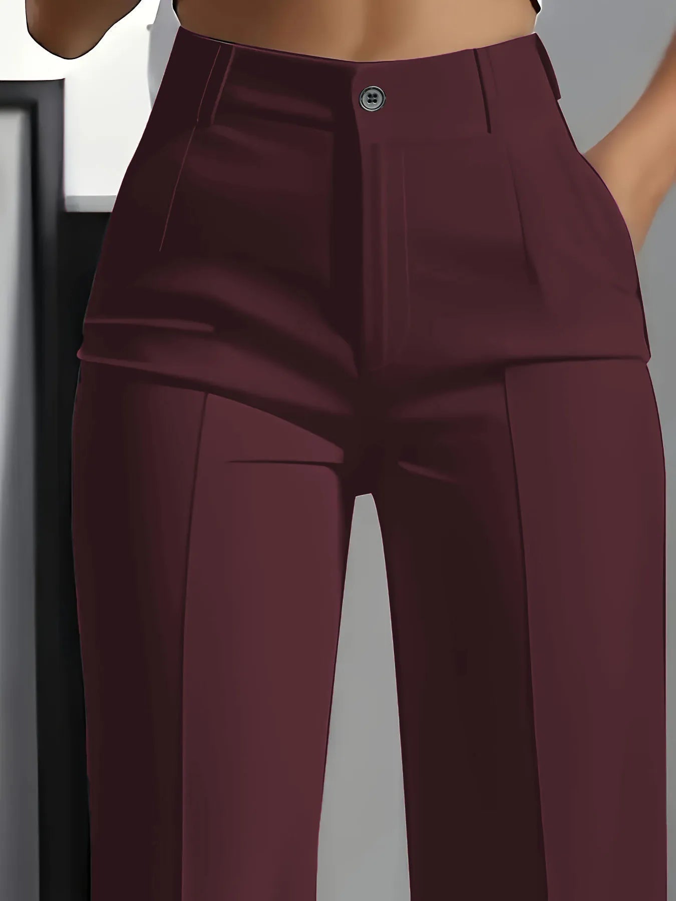 Women's High Waist Dress Pants Flowy Straight Leg