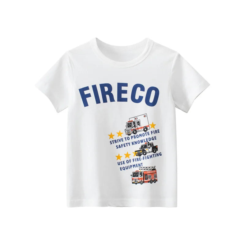 Boys' Cotton Cartoon Short Sleeve T-Shirt 2-8Y
