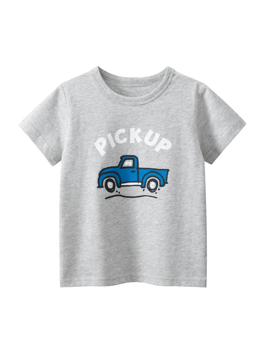 Boys' Cotton Cartoon Short Sleeve T-Shirt 2-8Y