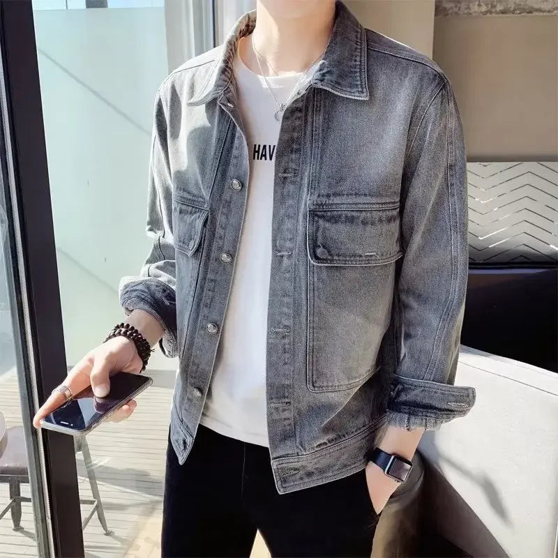 Men's Denim Jacket Short - Casual Slim Korean