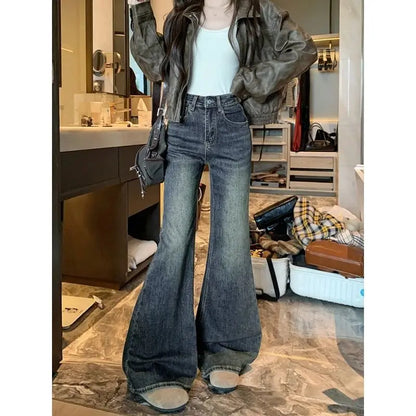 Jeans For Woman Y2K Clothes Retro Flared Trousers Winter