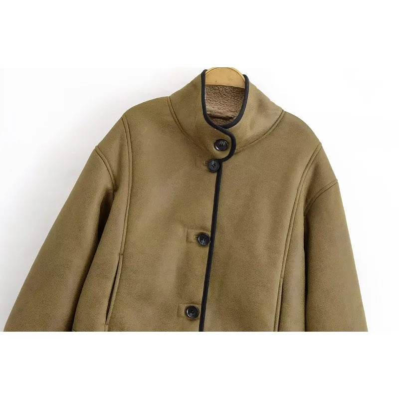 CharmChant Women's shearling jacket Leather Jackets fashion Winter 2025 Sheepskin Coat Female New in Coats warm Outerwears
